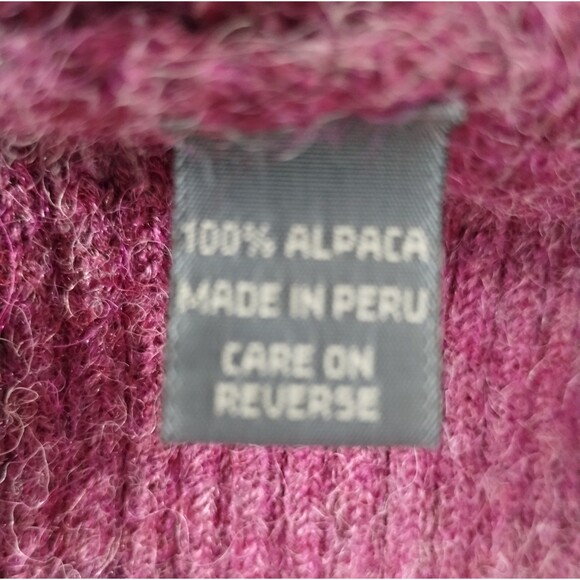 Alpaca Sweater Size S Plum Long Sleeve Hoodie Henley Old Money Classic Preppy - Picture 9 of 12